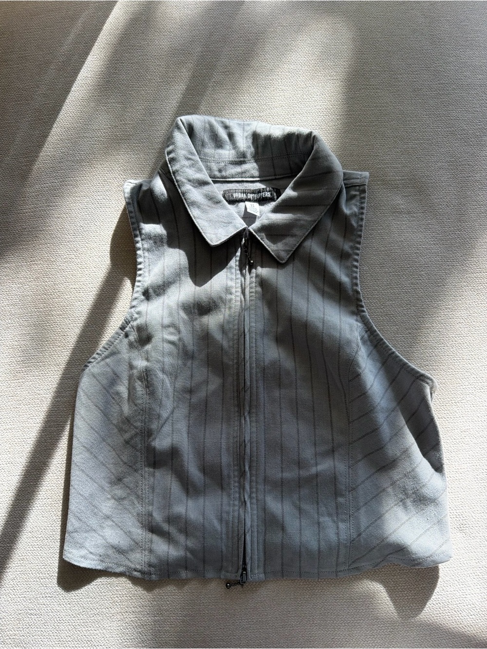 Sleeveless Collard Gray Pinstripe Skort Set - Picture 2 of 6